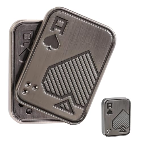 GoQQby Fidget Toys Adults, Metal Poker Fidget Slider, Magnetic Poker Push Card, Cool Office Gadgets, Relieve Stress, Gift Fidget Toys for Men (Sliver A)