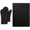 GORILLA GRIP Silicone Oven Mitts, 12.5in, Black and Stove Cover, 30x21, Black Bundle