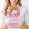 Gosknor Pop Up Birthday Greeting Card, 3D Balloons & Fireworks Pop Up Birthday Greeting Card with Light and Music Suitable for Female Friends Niece Mom Auntie Bestie Grandma