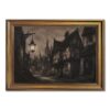 Gothic Medieval Street Lantern Framed Canvas Wall Art Vintage Decor