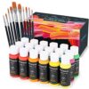 GOTIDEAL Acrylic Paint Set with 10 Brushes, 18 Colors Outdoor/Indoor (59ml, 2 oz) Art Craft Paint Non Toxic, Perfect for Hobby, Artist, Adults, Ideal for Canvas Wood Clay Ceramic Paint Supplies