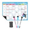 GOTOTOP Magnetic Dry Erase Calendar, PET Film Magnetic Whiteboard Schedule, 16.5 X 11.8in Fridge Planner with 3 Markers and Eraser for Home Office Kitchen (White #-1)