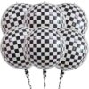 GOTPASS Black White Checkered Balloons 4Pcs 22 Inch 4D Checkered Balloons Checkered Party Balloons Race Car Themed Birthday Party Decorations Supplies