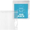 GPI - 7" x 7" Zip Bags, Clear Plastic Reclosable Zipper Baggies with Resealable Zip Top Lock for Sandwiches, Food Storage, Craft & Office Supplies & Toys. 2 Mil Thick. 100 Count