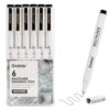 Grabie Micro Fineliner Pens, 6 Black Fine Line Waterproof Drawing Pens, Assorted Point Sizes for Sketching, Illustration, Journaling, Art Supplies