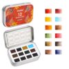 Grabie Pocket Watercolor Set of 12, Travel Watercolor Paint Set, Watercolor Paints, Art Supplies for Painting, Great Watercolor Set for Artists, Amateur Hobbyists and Painting (Autumn)