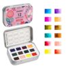 Grabie Pocket Watercolor Set of 12, Travel Watercolor Paint Set, Watercolor Paints, Art Supplies for Painting, Great Watercolor Set for Artists, Amateur Hobbyists and Painting (Floral)