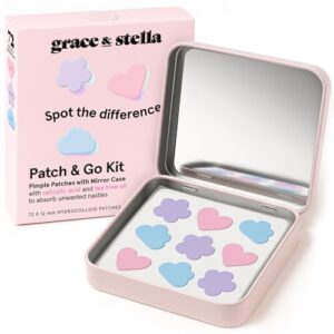 grace & stella Award Winning Cute Pimple Patches for Face - With Mirror Pimple Patch Case - Dermatologist Tested Hydrocolloid Acne Patches for Face - For Breakouts, Whiteheads (Pack of 72, MultiShape)