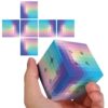 Gradient 3x3 Speed Cube, UV Printing Cube Magic Cube Educational Puzzles Toys for Kids,Beginners and Adults (Stickerless) Blue-PIink-Blue