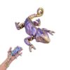 Gradient Blue Articulated Chameleon Toy, Glossy 3D Printed Lizard Fidget with Smooth Joints, Unique Desk Decor（Golden Purple）