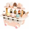 Gralara Children Role Play Cart Wooden Ice Cream Cart Dessert Stand Toy Trolley with Play Tokens Compact Tabletop Design Smooth Rounded Edges Suitable for playrooms bedrooms Preschool classrooms