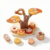 Gralara Toy Dessert Stand with Treats Tabletop Wooden Tea Party Toy Imaginative Playset for Preschool