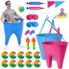 Granny Pants Yard Game Set for Adults and Kids, Team Outdoor Party Game with Bouncy Balls, Blindfolds, Medals, Whistles and Suspenders, Funny Field Day Family Reunion Backyard Games(2 Set)