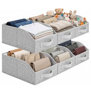 GRANNY SAYS Trapezoid Closet Storage Bins, Storage Baskets for Shelves, Linen Closet Organizers and Storage, Closet Organizer Bins for Clothes, Toys, Towels, Gray, 6-Pack