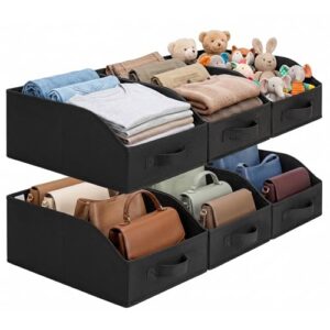 GRANNY SAYS Trapezoid Closet Storage Bins, Storage Baskets for Shelves, Linen Closet Organizers and Storage, Closet Organizer Bins for Clothes, Toys, Towels, Black, 6-Pack