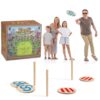 Grasshopper Games Kapti Garden Game, 100% FSC Wooden Outdoor Disc Throwing Game for Kids and Families, Giant Lawn Throwing Party Game with Discs and Stakes, Active Garden and Beach Tossing Game