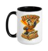 Great Blue Heron in Halloween Sweater Retro College Mascot Ceramic Mug, Black/White, 15oz
