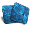 Great Coasters (Set of 2) Square/Glossy Quality Coasters/Tabletop Protection for Any Table Type - Blue DNA Strand Science Biology #8896