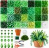 Green Beaded Plant Kit with Pot & Foam,1606PCS Glass Beads