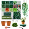 Green Beaded Plant Kit with Pot & Foam,1816PCS Glass Beads