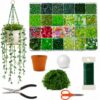 Green Beaded Plant Kit with Pot & Foam,4133PCS Glass Beads