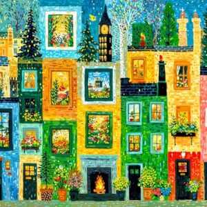 Green City Jigsaw Puzzles 1000 Pieces for Adults Potted Flowers Trees 1000 Piece Jigsaw Puzzles for Adults