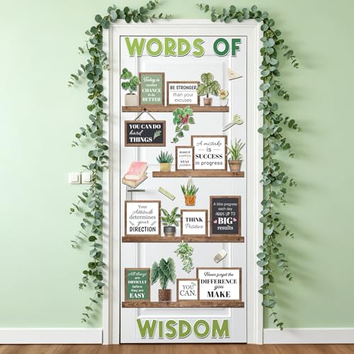 Greenery Classroom Door Decor Set Plant Bulletin Board Words of Wisdom Motivational Decor Inspirational Cutout for Back to School Classroom Door Office Learning Activities Decoration