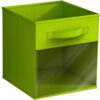 Green Non-Woven Foldable Storage Box 11" Clear Window for Shelf Organizer