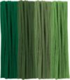 Green Pipe Cleaners, 100 Pieces Chenille Stems Craft, 12 inch Long Fluffy Pipe Cleaners for Creative DIY Art Craft Projects, Home Decoration Supplies (6 mm x 30 cm, Green Series-4 Colors)