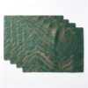 Green Placemats Set of 4, 12x18 Inch Modern Jacquard Woven Place Mats, Double Sided Reversible Non Slip Table Mats, Fade Resistant Irregular Woven Texture Dining Table Decor for Kitchen