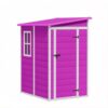 Greesum 5.1x4.1FT Plastic Outdoor Storage Shed, Resin Shed with Floor and Window, Tool Sheds with Lockable Door and Vent, for Garden, Garage, Lawn, Backyard, Purple