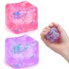 Gretex Fidget Toy for All Ages: 2 Pack Soft Sensory Fidget Ice Cube Stress Ball Squishy Cube Stress Relief Toys for Kids, Teens and Adults Party Favors, Birthday Gift for Kids Age 3+, Purple Pink