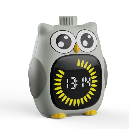 Grey Big-Eyed Owl Visual Timer for Kids,Classroom Timer, Time Out Timer,Up to 99Minutes Small Visual Timer,for Yoga,for Kitchen