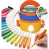 Grfccn Markers For, 60 Washable Markers For, Safe Based with Automatic Ink Control & Carry,Egg-Shaped Set, Ages 3+