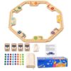 Grhonior Pegs and Jokers Board Game, Wooden Jokers and Marbles Board Game for 2-8 Players, Solid Pine Wood Set, 8 Interlocking Boards, 40 Colored Pegs, 4 Card Decks, 2 Storage Bags & Instructions