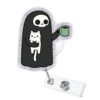 Grim Reaper Badge Reel, Gothic Skeleton Cat Retractable ID Badge Holder