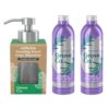 Grove Co. Lavender Blossom & Thyme Foaming Hand Soap Kit – Two 12oz Liquid Refills and One Reusable Glass Dispenser, 3-Piece Set
