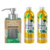 Grove Co. Lemon & Eucalyptus Foaming Hand Soap Kit – Two 12oz Liquid Refills and One Reusable Glass Dispenser, 3-Piece Set