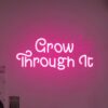 "Grow Through It" Small Butterfly Accent Text Neon Sign, USB Powered Stepless Dimmable Growth Inspirational Themed Glowing Wall Lamp, Calming Ornament For Bedroom, Florist, Self-Care Lounge & Art Studio Wall Decor
