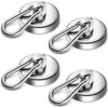 Grtard 4 Pack Magnetic Hooks Heavy Duty, 150Lbs Strong Magnetic Hooks with Swivel Carabiner for Cruise Cabins, Neodymium Magnet Hooks Heavy Duty, Magnetic Carabiner Hook for Garage, Workplace, Kitchen