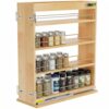 Gsskny Pull Out Spice Rack Organizer for Cabinet, 6.5" W x 22.3" D x 25.2" H Multi-Use Solid Wood Slide Out Shelf for Kitchen Cabinet, Sliding Spice Rack for Cans & Jars, Pantry Organization