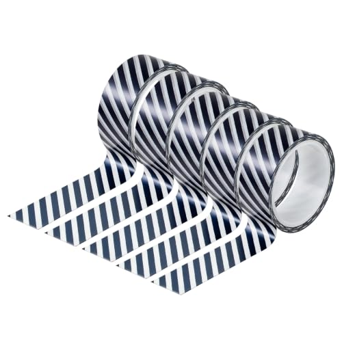 Gtziqa 5 Rolls Black Stripe Washi Tape Set, 15 mm Wide Decorative Black Washi Tape Adhesive Masking Tapes Black White Strip for DIY Arts Crafts, Journals, Planners, Scrapbook, Gift Box Wrapping