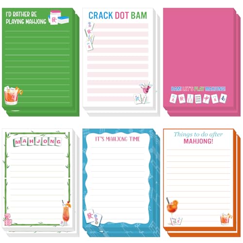 Gueevin 12 Pcs 5.5 x 4 Inch Mahjong Sticky Notes Pads Mah Jong Lovers Gifts for Mahjong Birthday Party Decorations Supplies(Classic)