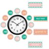 Gueevin 16 Pcs Clock Numbers Bulletin Board Kits Gingham Telling Time Teaching Clock Labels Back to School Elementary Classroom Decorations for Home School Classroom Living Room Teacher Supplies