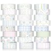 Gueevin 24 Rolls Floral Washi Tape Set 15 mm Watercolor Decorative Flower Washi Tape for Back to School Craft Arts DIY Scrapbook Journaling Supplies Gift Wrapping(Flower and Bows)