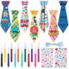 Gueevin 24 Sets Father's Day Craft Kits Happy Father's Day Tie Coloring Crafts Make Your Own Dad Ornaments with Paint Pens Stickers for Holiday Gift Home DIY Birthday Party Favors Supplies Decoration