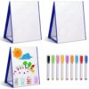 Gueevin 2 Pack Tabletop Whiteboard Foldable Table Top Dry Erase Board Magnetic Easel Drawing Board Double Sided Self Standing Writing Whiteboard with Dry Erase Markers, Kid Teacher Classroom Office