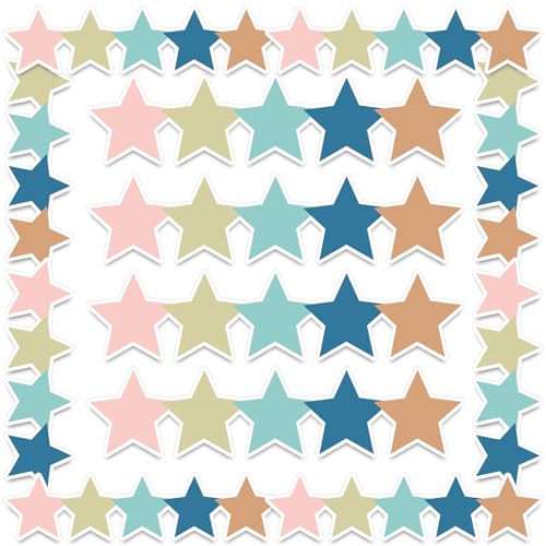 Gueevin 35ft Boho Star Bulletin Board Borders, Sparkle Borders Die Cut Trimmers for School Whiteboard Classroom Graduation Party Decor Cardstock Wall Display