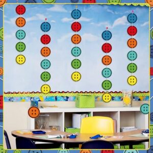 Gueevin 4 Pcs Cartoon Buttons Banner Colorful Classroom Bulletin Board Decor Button Party Decorations Birthday Classroom School Outdoor Back to School Party Decorations Teacher's Gift