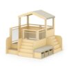 Guidecraft Cozy Corner Reading Loft for Toddlers: Solid Birch Wood Classroom Reading Corner with Canopy, Carpet, Cushion, Bookshelves & Cubby Storage Bins for Kids & Preschoolers Ages 18 Months and up